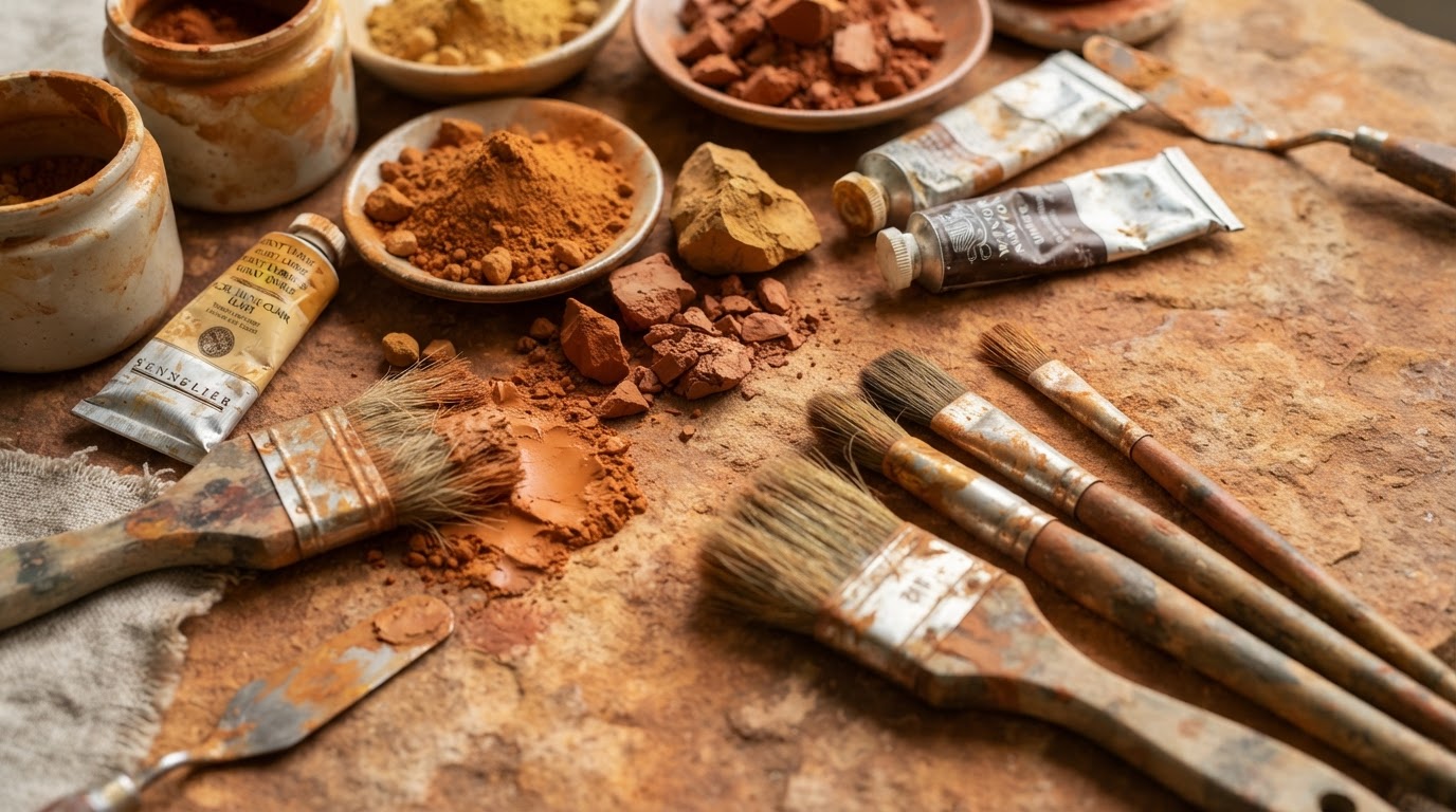 Visual Art — Ochre, pigment, and form from studio practice.
