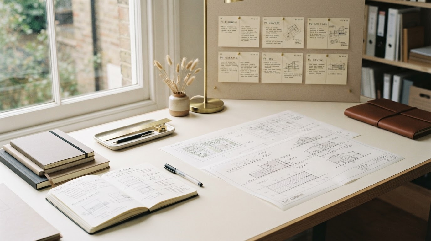 Organized project workspace showing methodical, sequential process
