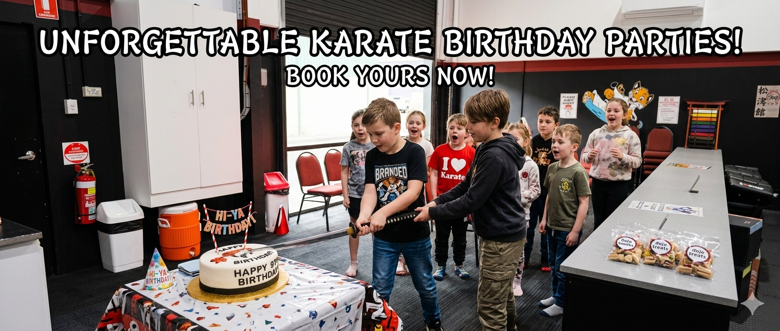 Guy's Karate School Birthday Party - Samurai Sword Cake Cutting