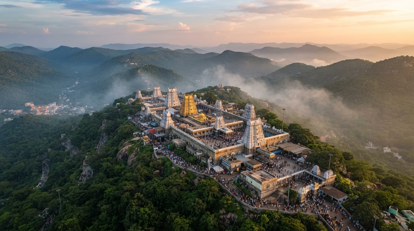 Tirumala Venkateswara temple complex atop the Seshachalam Hills, Tirupati