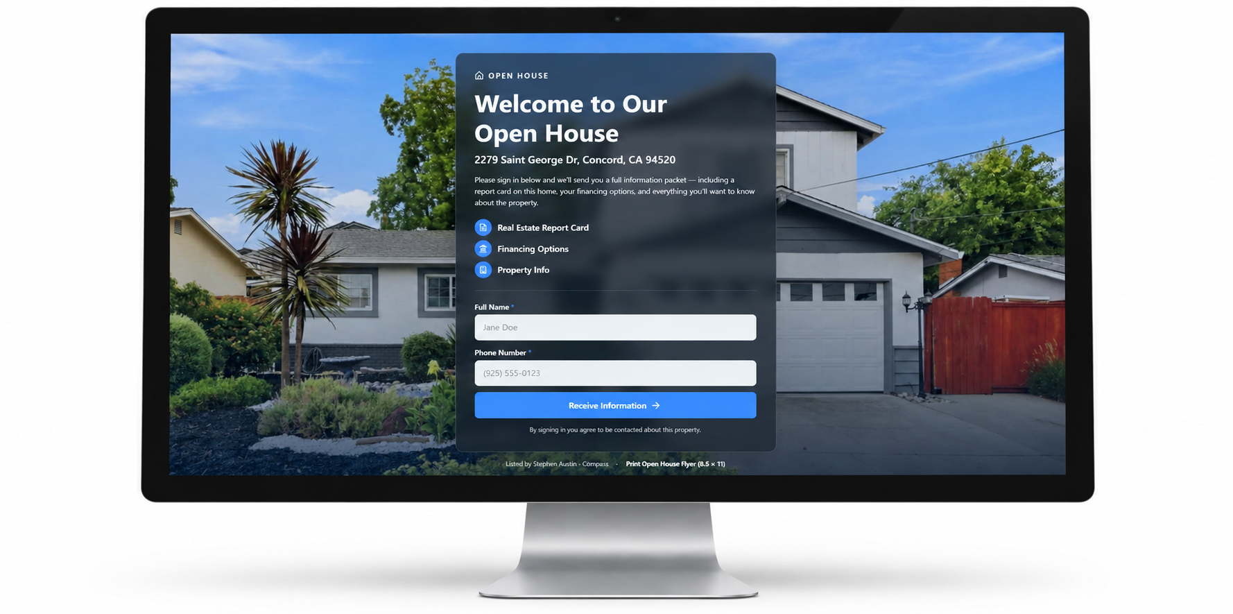 Branded Website for Online Sign-In on desktop display showing 2279 Saint George Dr