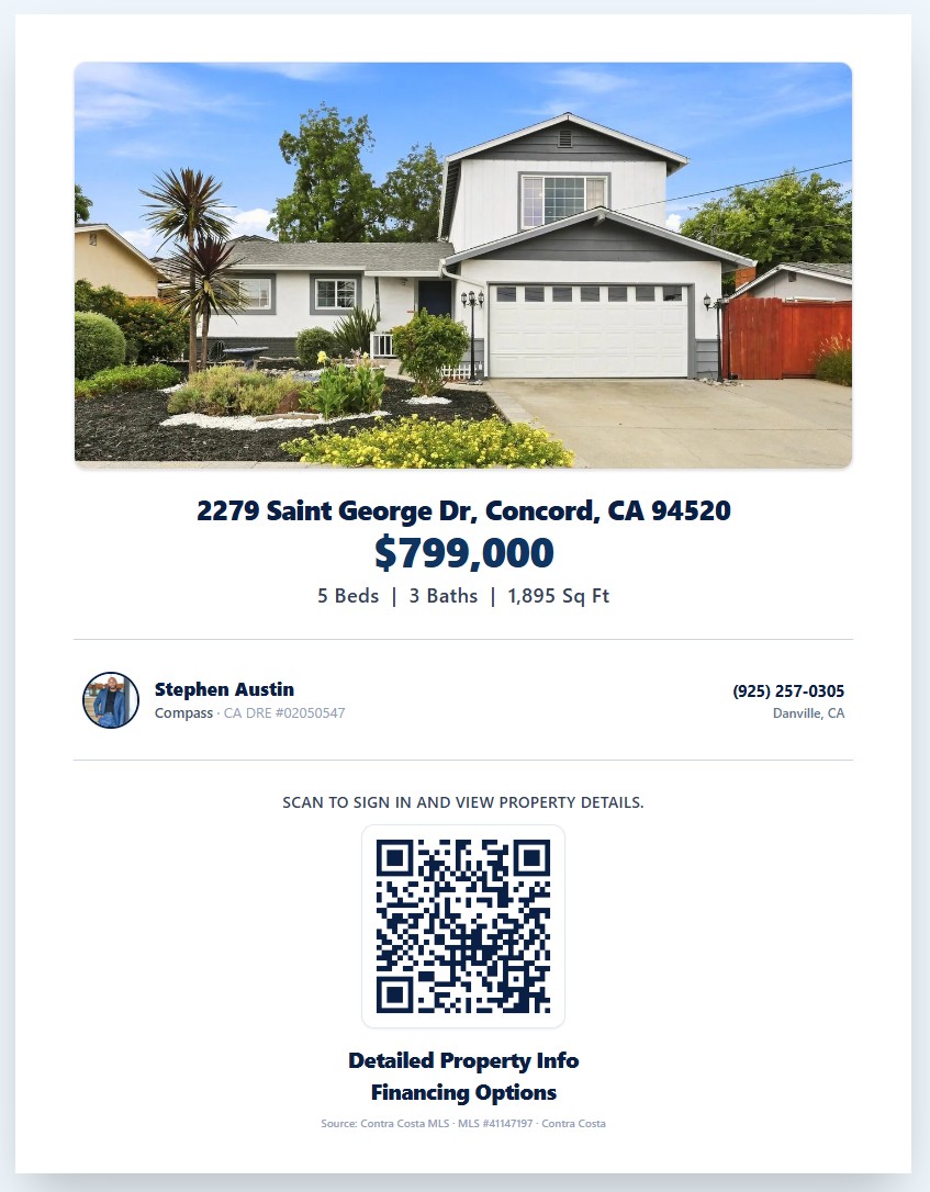 Branded Open House QR Sign-in 8.5x11 flyer display example