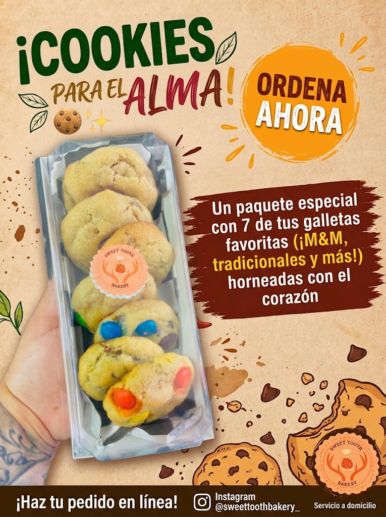 Paquete especial con 7 de tus galletas favoritas (M&M, tradicionales y más) horneadas con el corazón - Sweet Tooth Bakery by Roxx
