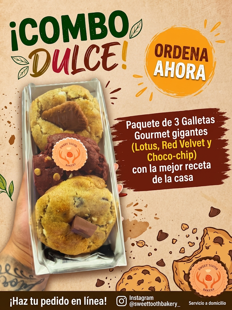 Paquete de 3 Galletas Gourmet gigantes: Lotus, Red Velvet y Choco-chip con receta de la casa