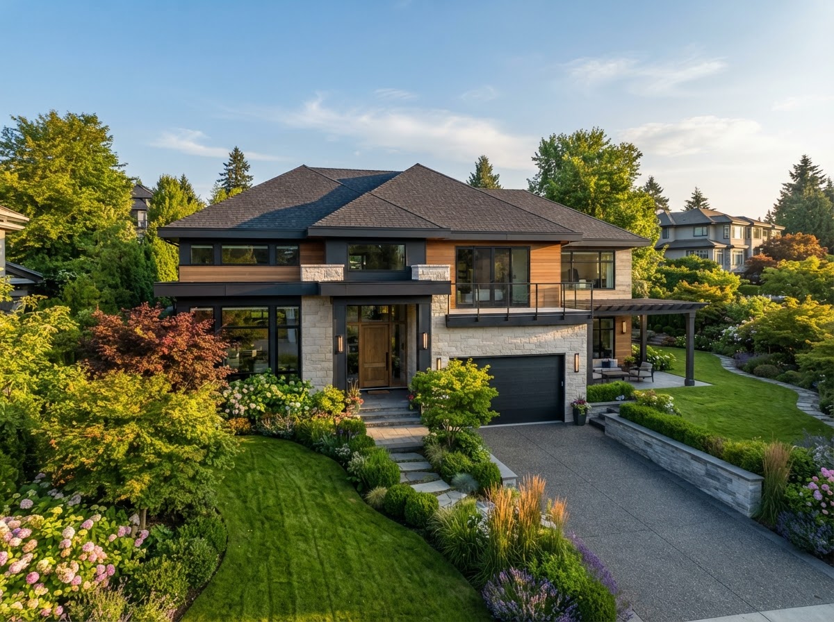 Luxury residential home with a flawless new architectural shingle roof