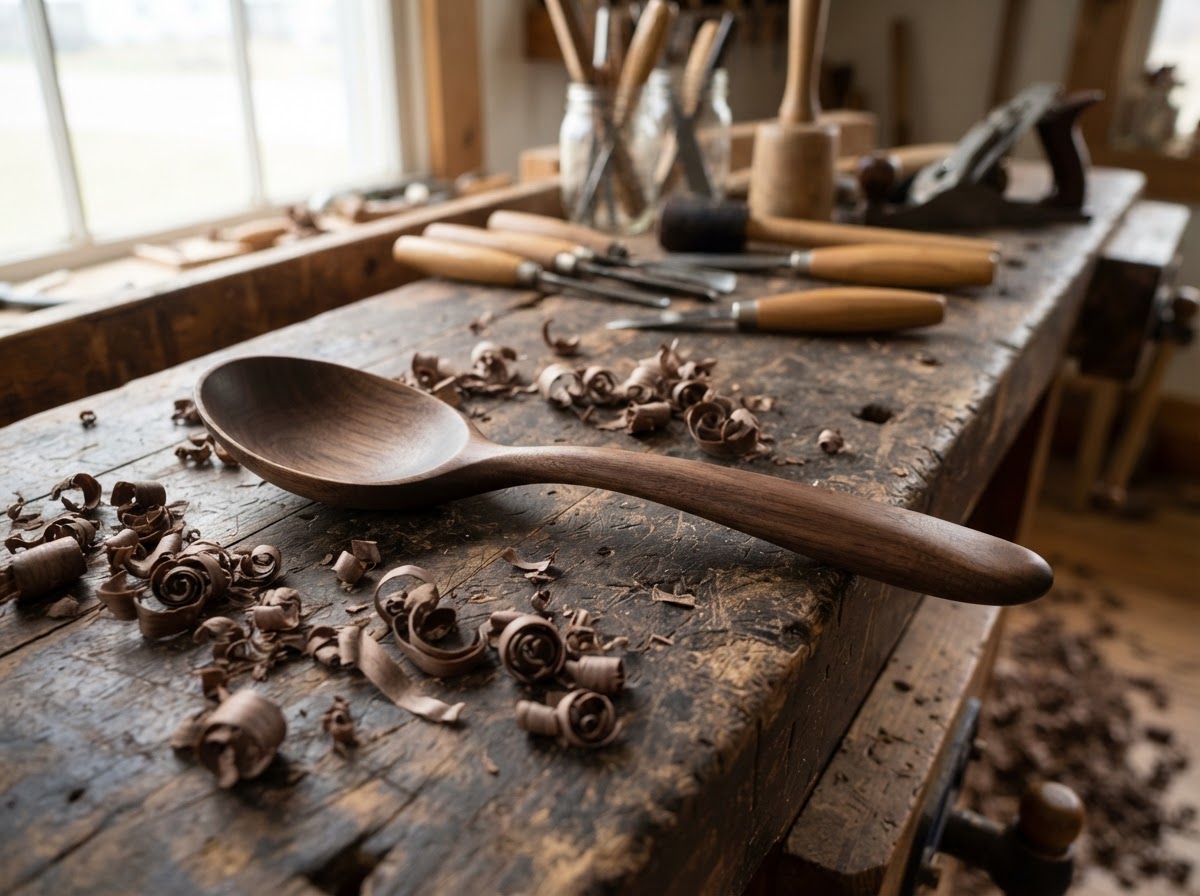 The Walnut Tasting Spoon — handmade walnut tasting spoon from Derby Line, Vermont