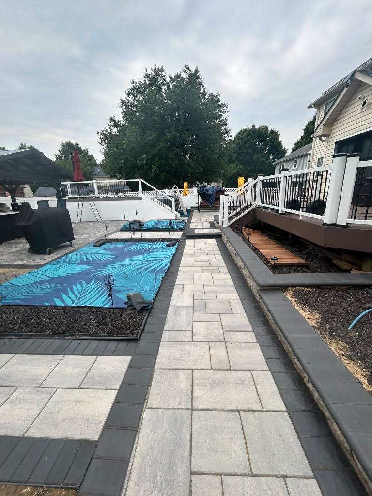 Custom Paver Walkway & Modern Hardscape Patio — Stone Work