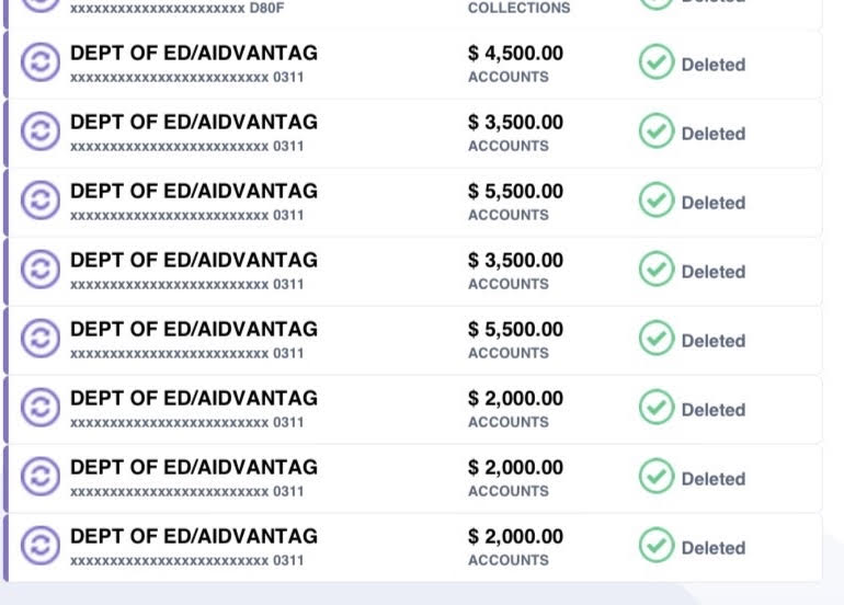 STUDENT LOAN DELETIONS