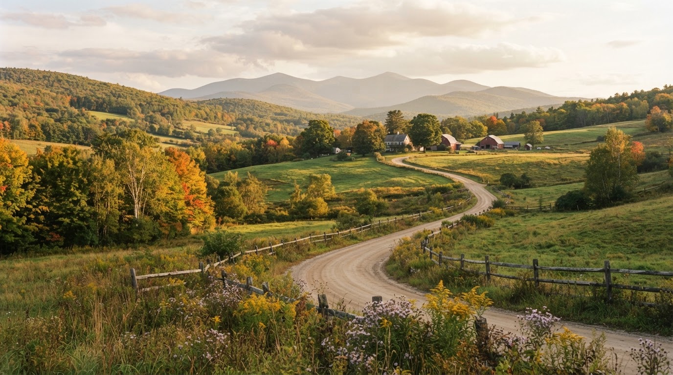 The rolling hills of Vermont's Northeast Kingdom