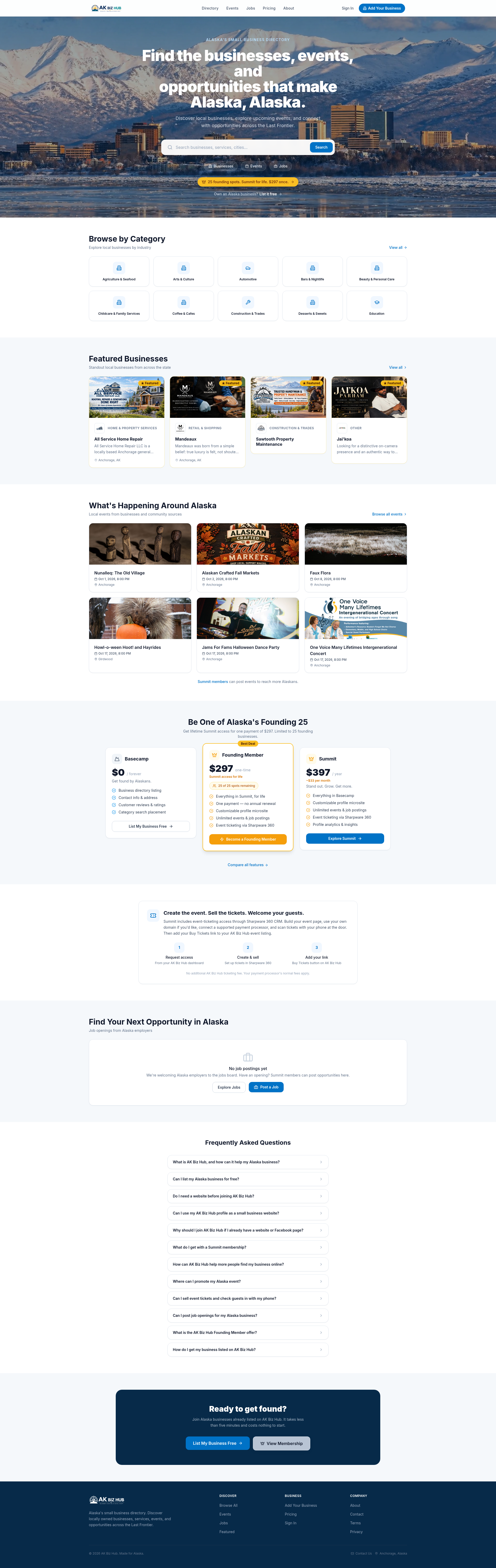 AK Biz Hub desktop website view