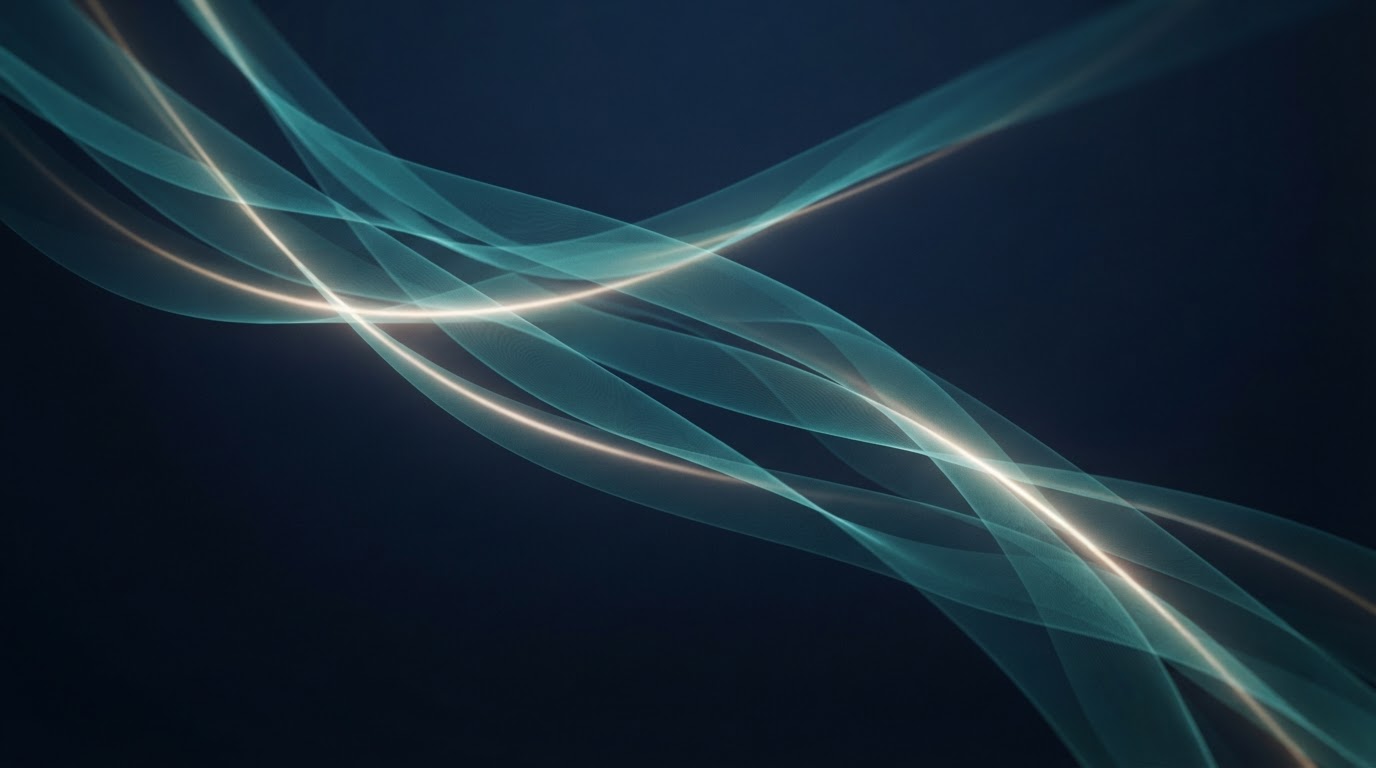 Abstract deep-navy and teal waves representing calmer, more focused business operations