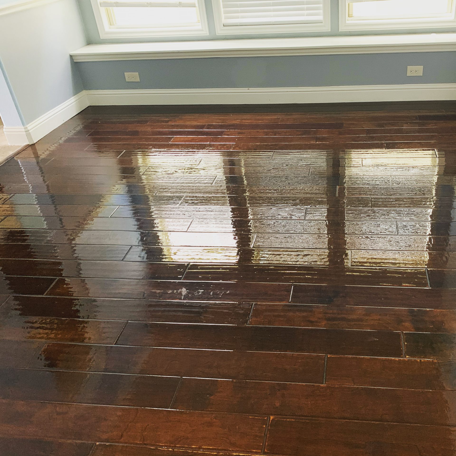 Refinished hardwood floor in a Dallas-Fort Worth home