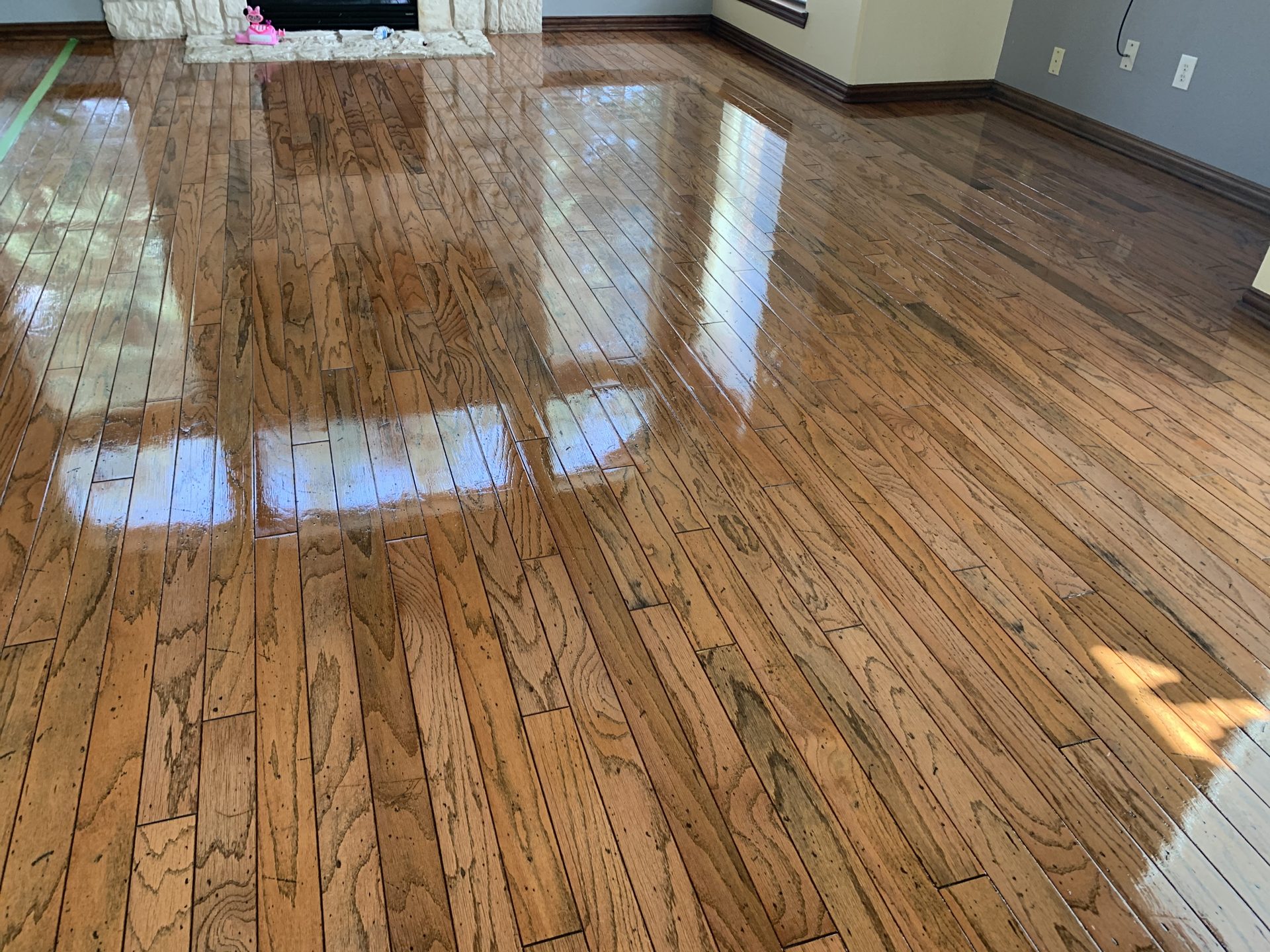 Refinished hardwood floor in a Dallas-Fort Worth home