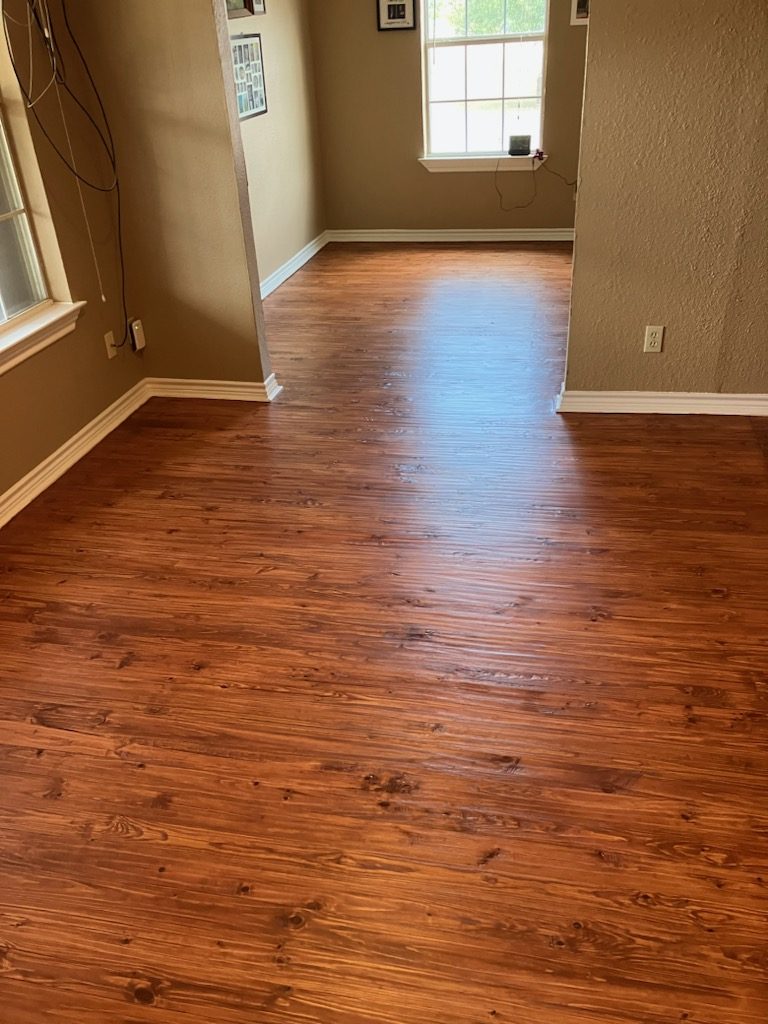 Refinished hardwood floor in a Dallas-Fort Worth home