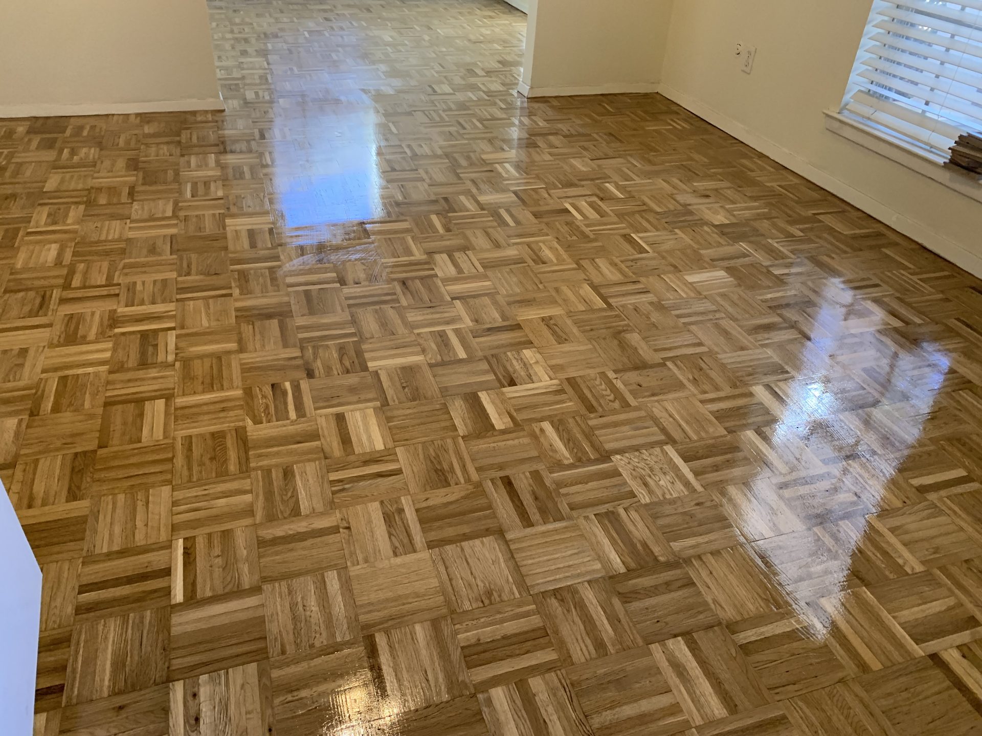 Refinished hardwood floor in a Dallas-Fort Worth home