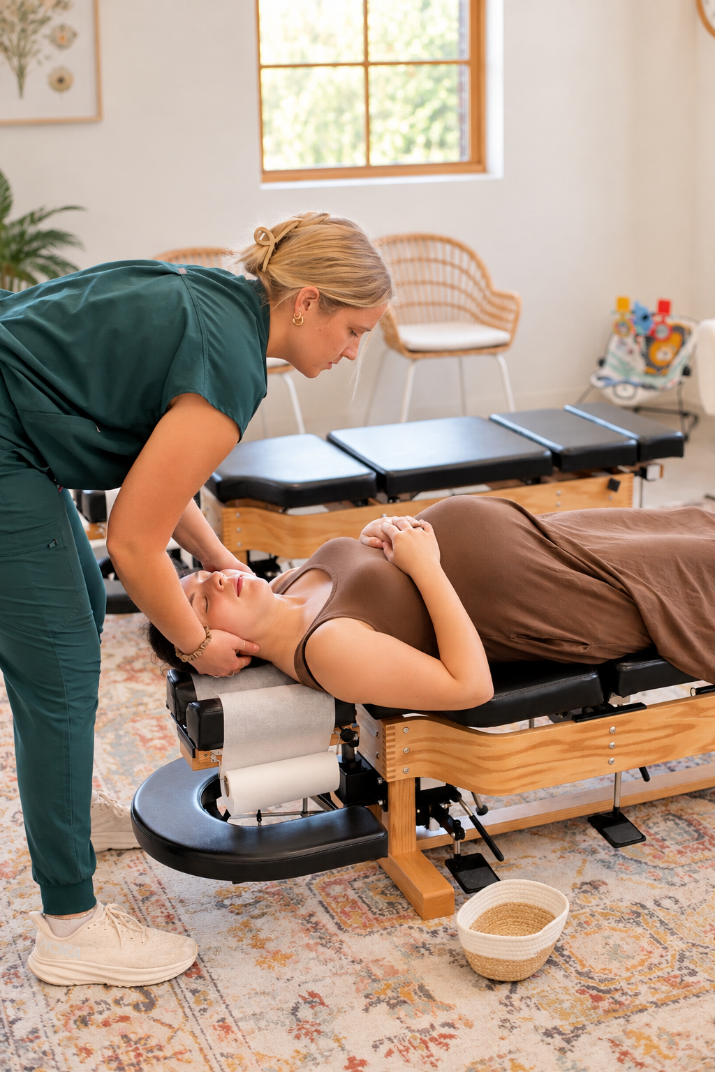Prenatal chiropractic care for a pregnant mother at The Well Co. Forsyth in Cumming, Georgia