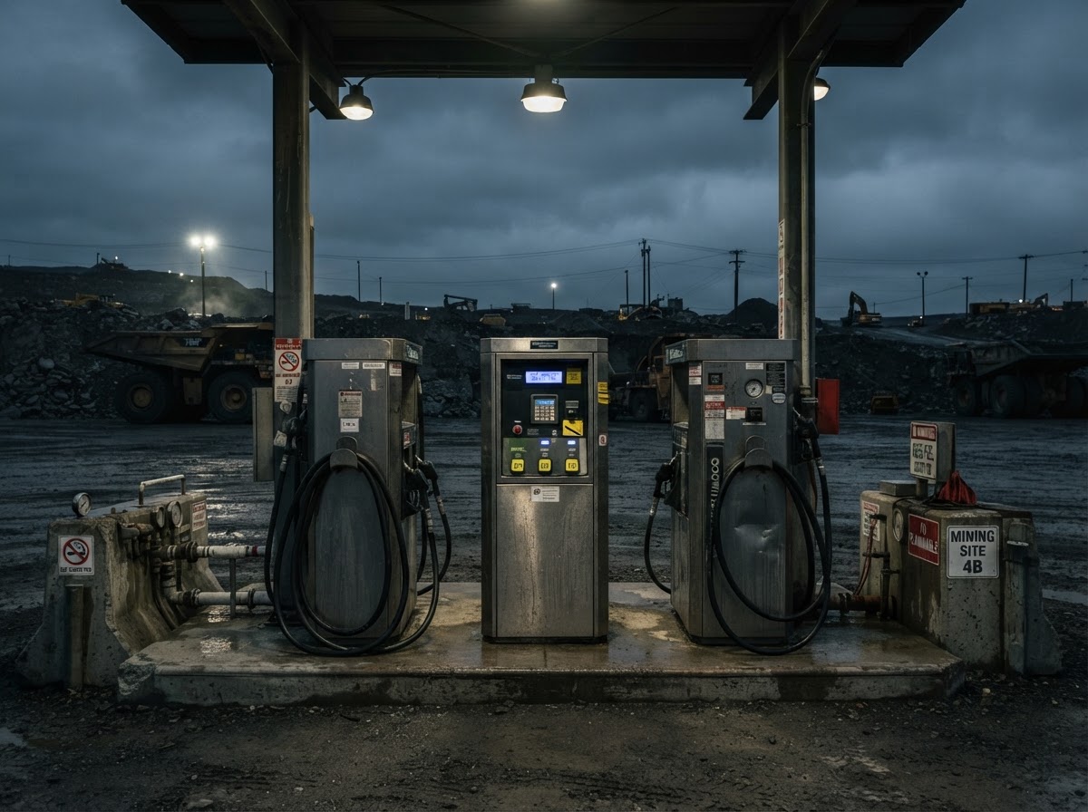 Surtidores de combustible con control de flotas por tarjeta en sitio minero