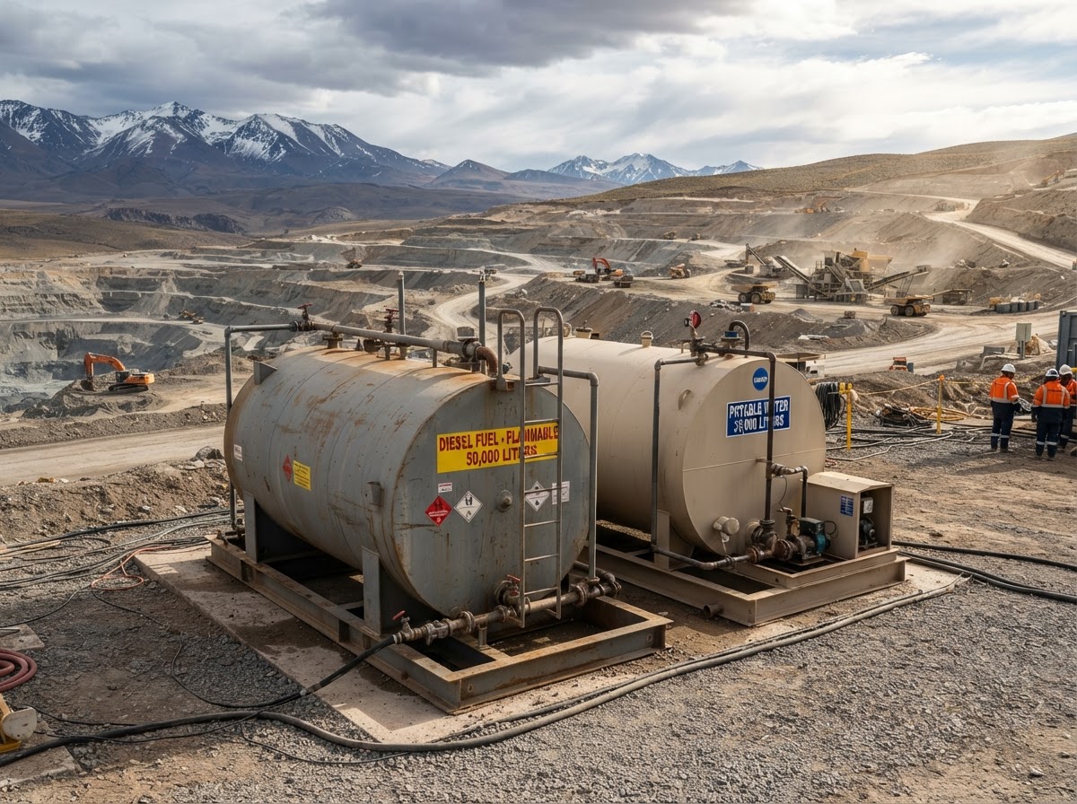Cisterna de combustible montada sobre camión para transporte industrial