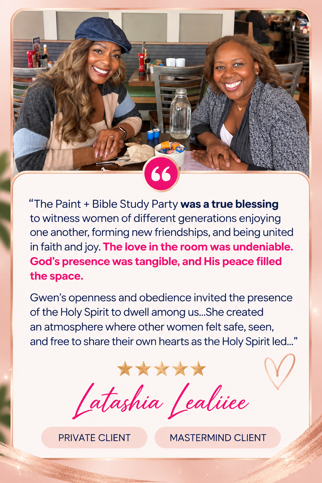 Latashia Lealiiee β God's presence was tangible & His peace filled the space