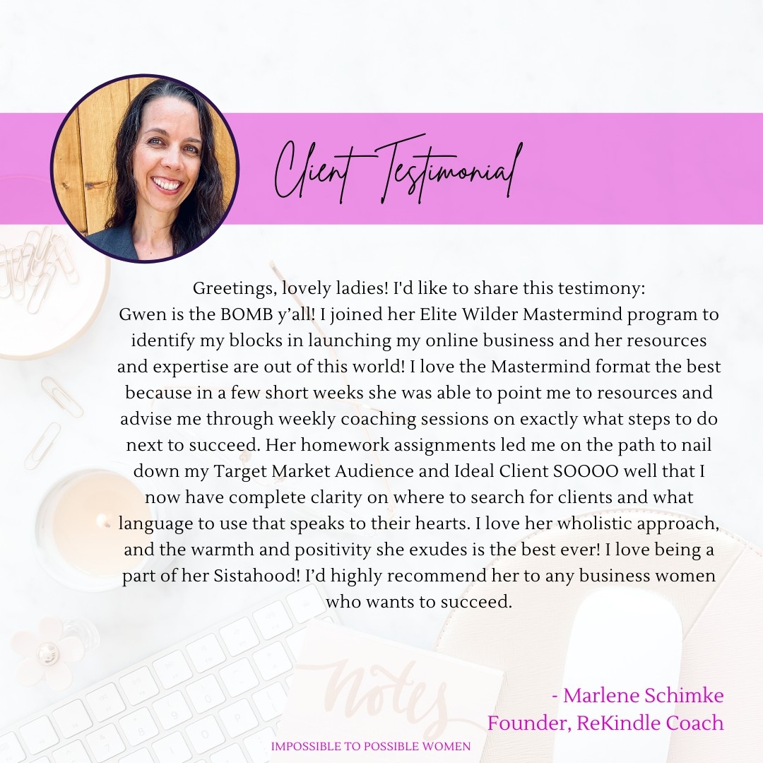 Marlene Schimke β Elite Wilder Mastermind: Complete clarity on ideal clients & launching
