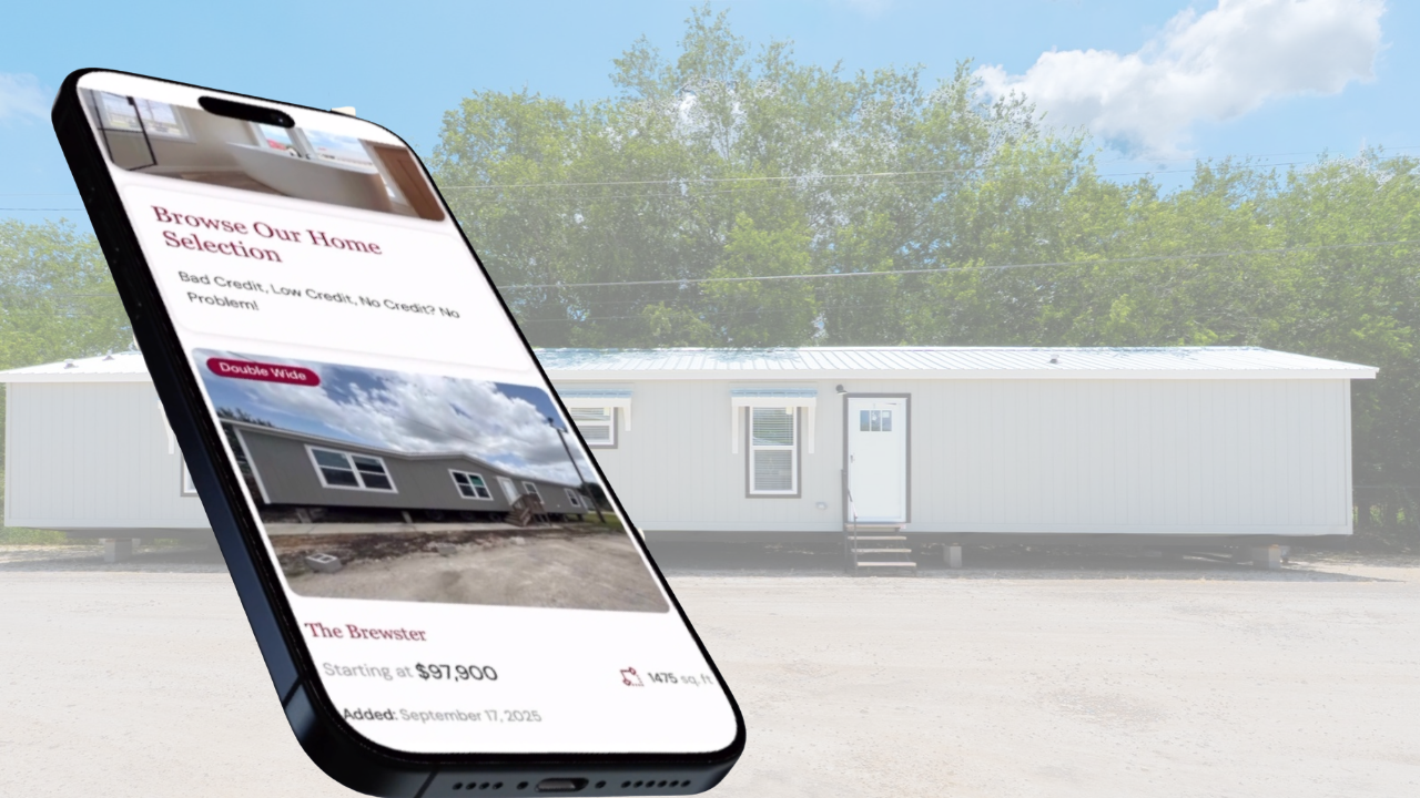 Manufactured home dealership website mobile browsing and inventory preview — PMT Digital