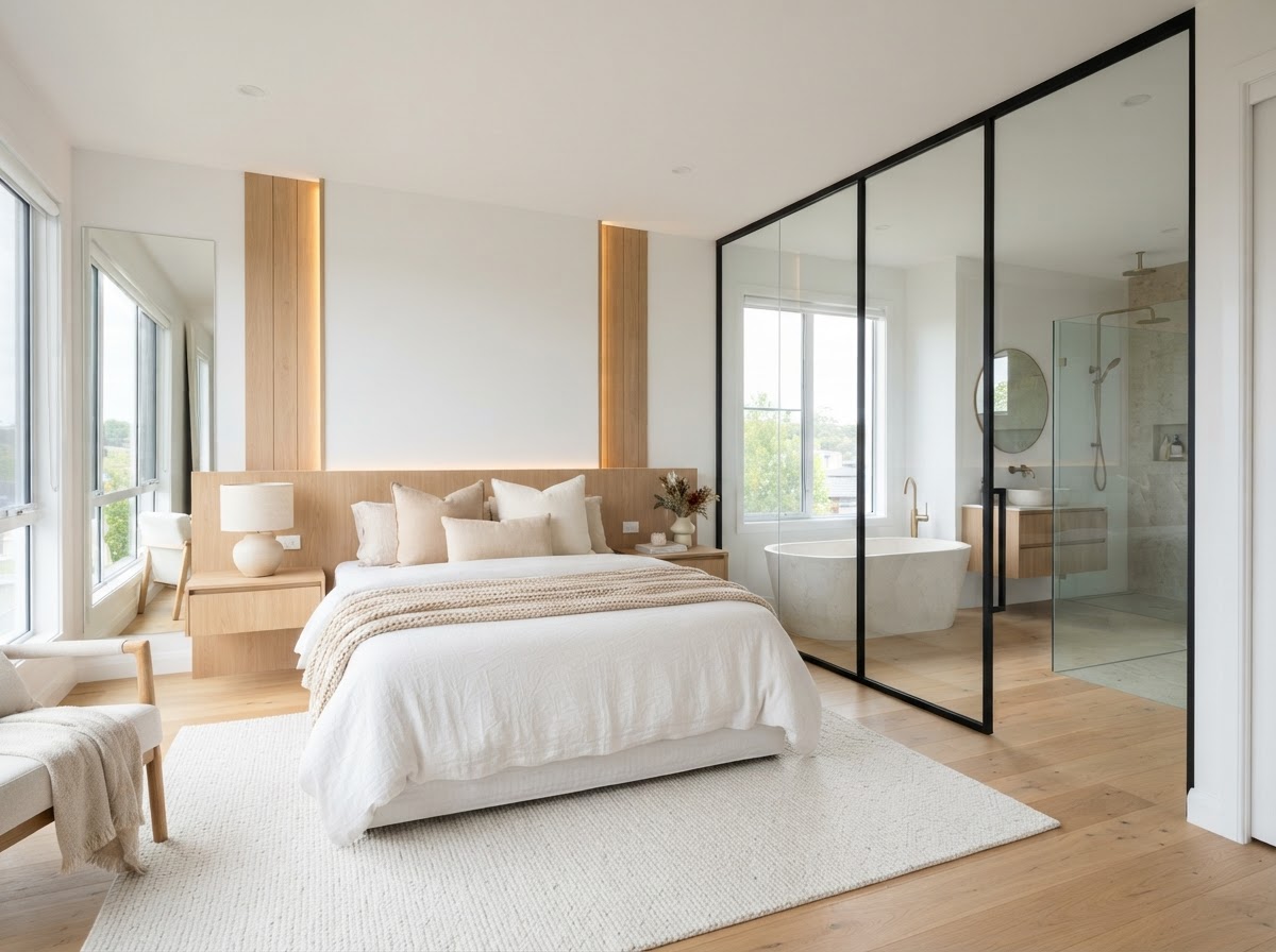 Master bedroom and bathroom design by Guan Interior