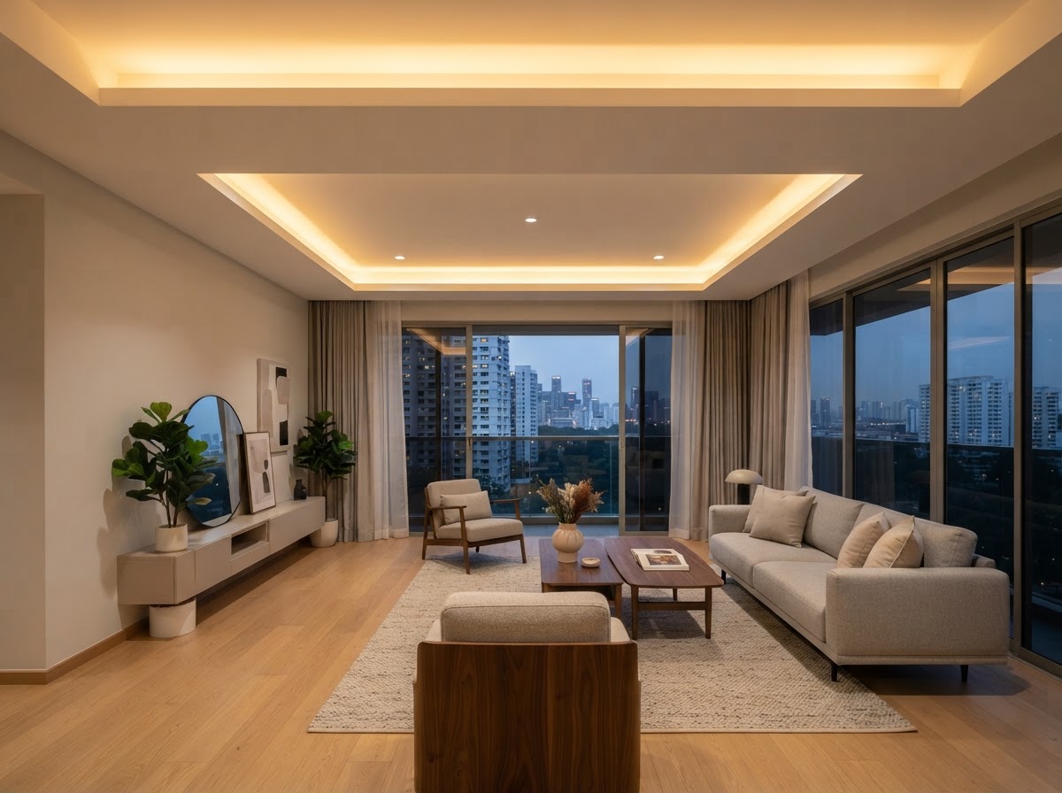 False ceiling and cove lighting by Guan Interior