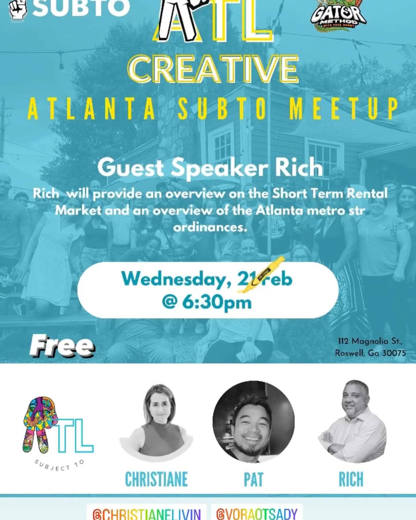 Atlanta Subto Meetup Guest Speaker