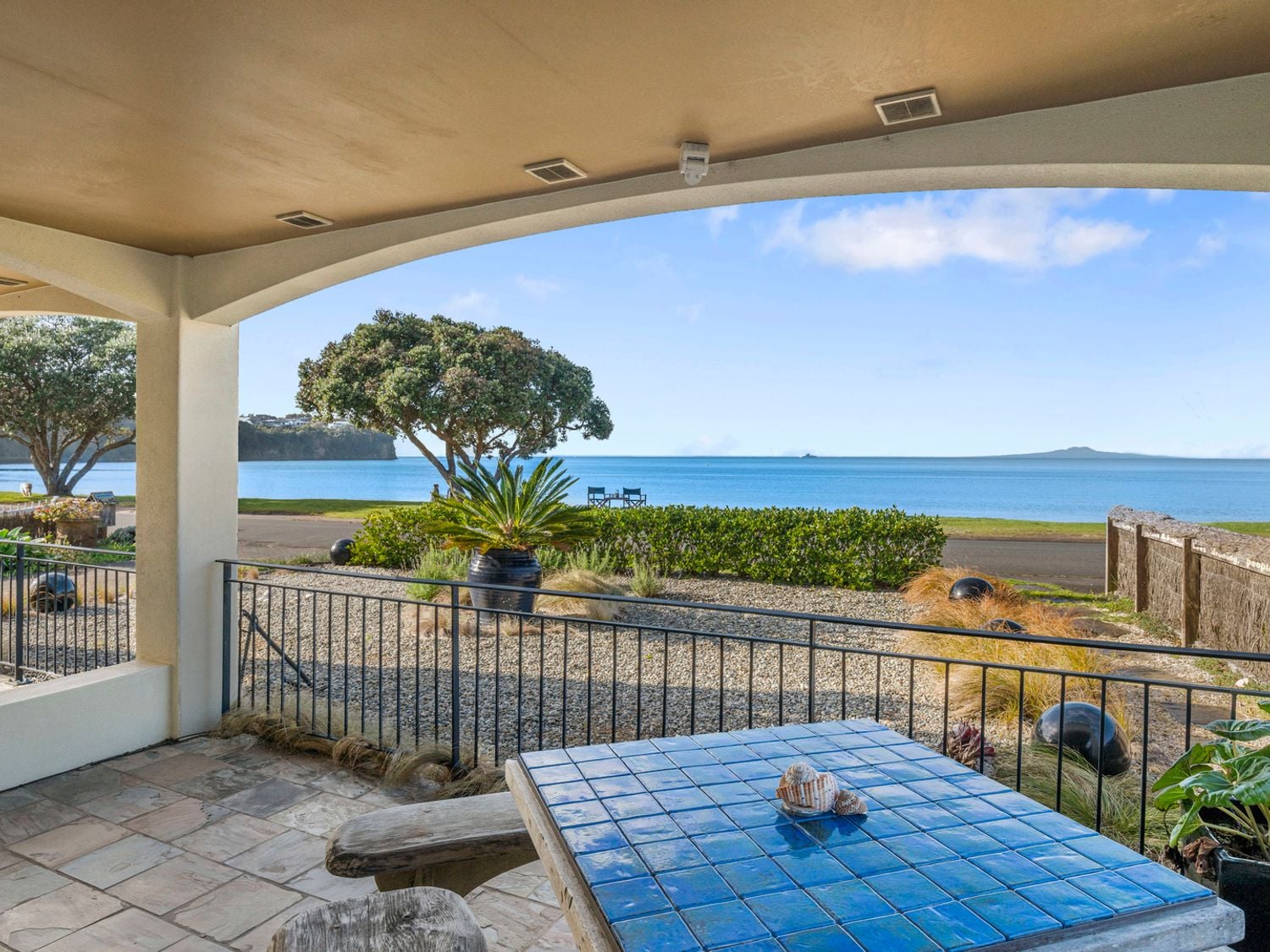 View toward Arkles Bay from the covered outdoor seating area