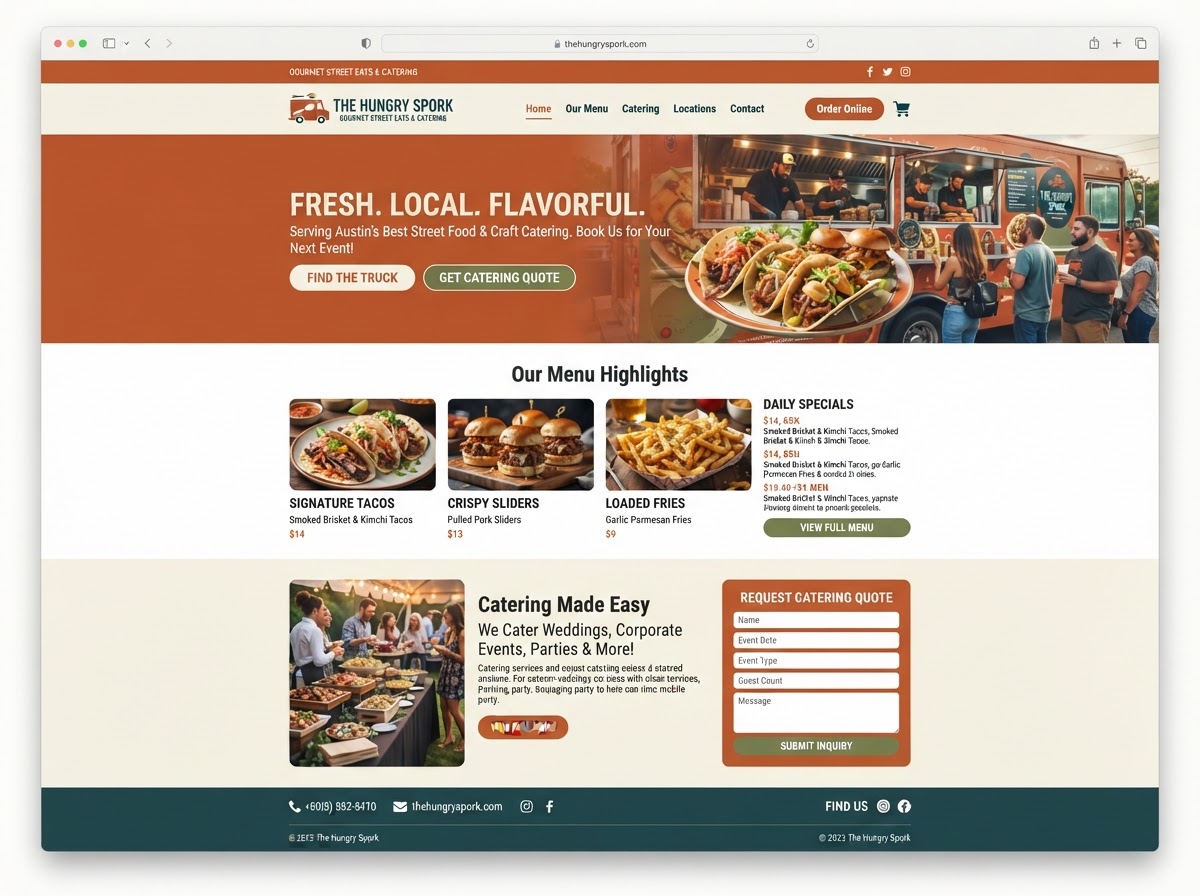 Concept design for a food truck and catering website