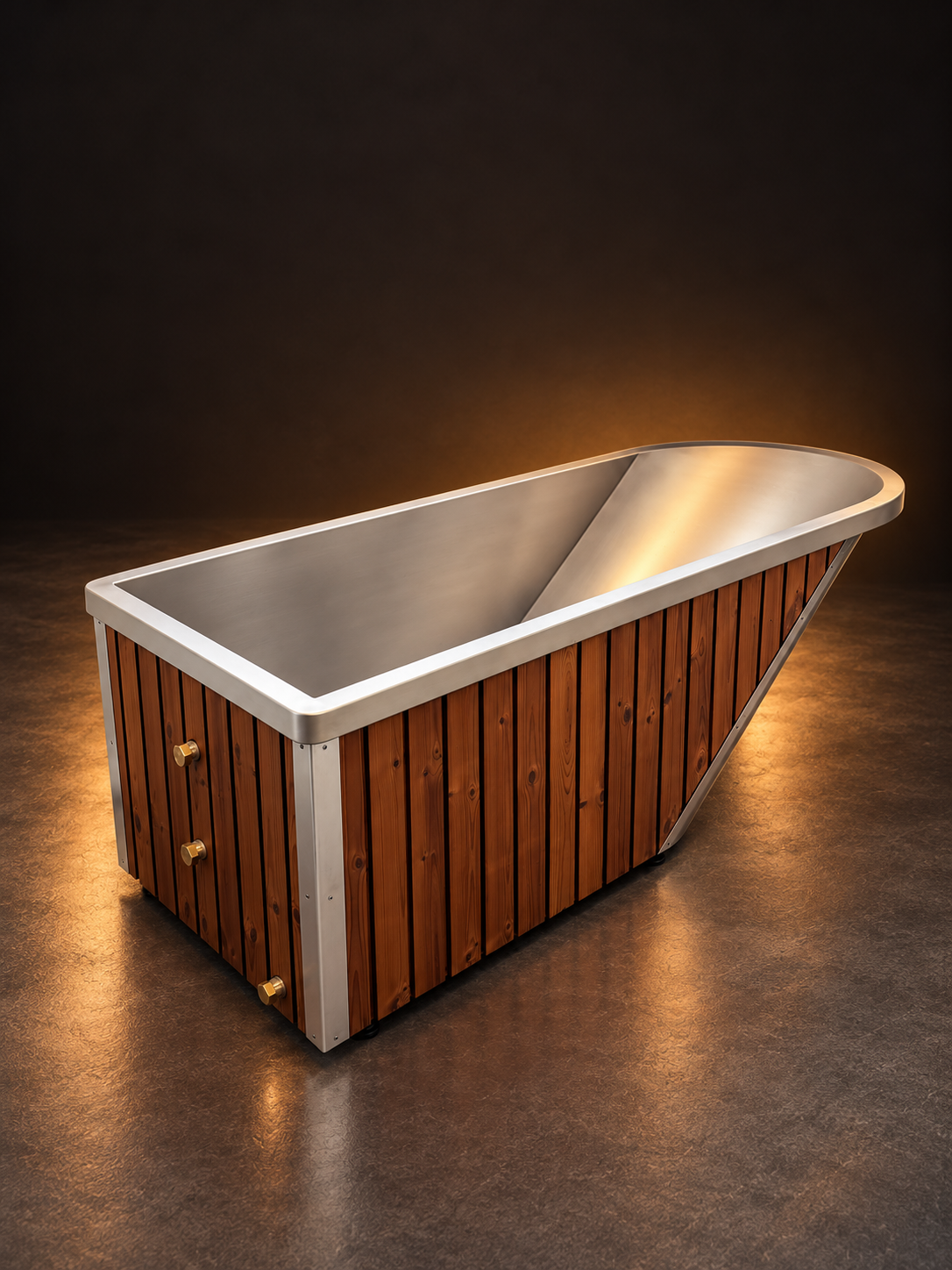Ether X1 Cold Plunge with AISI 316 stainless steel and thermally modified wood panels