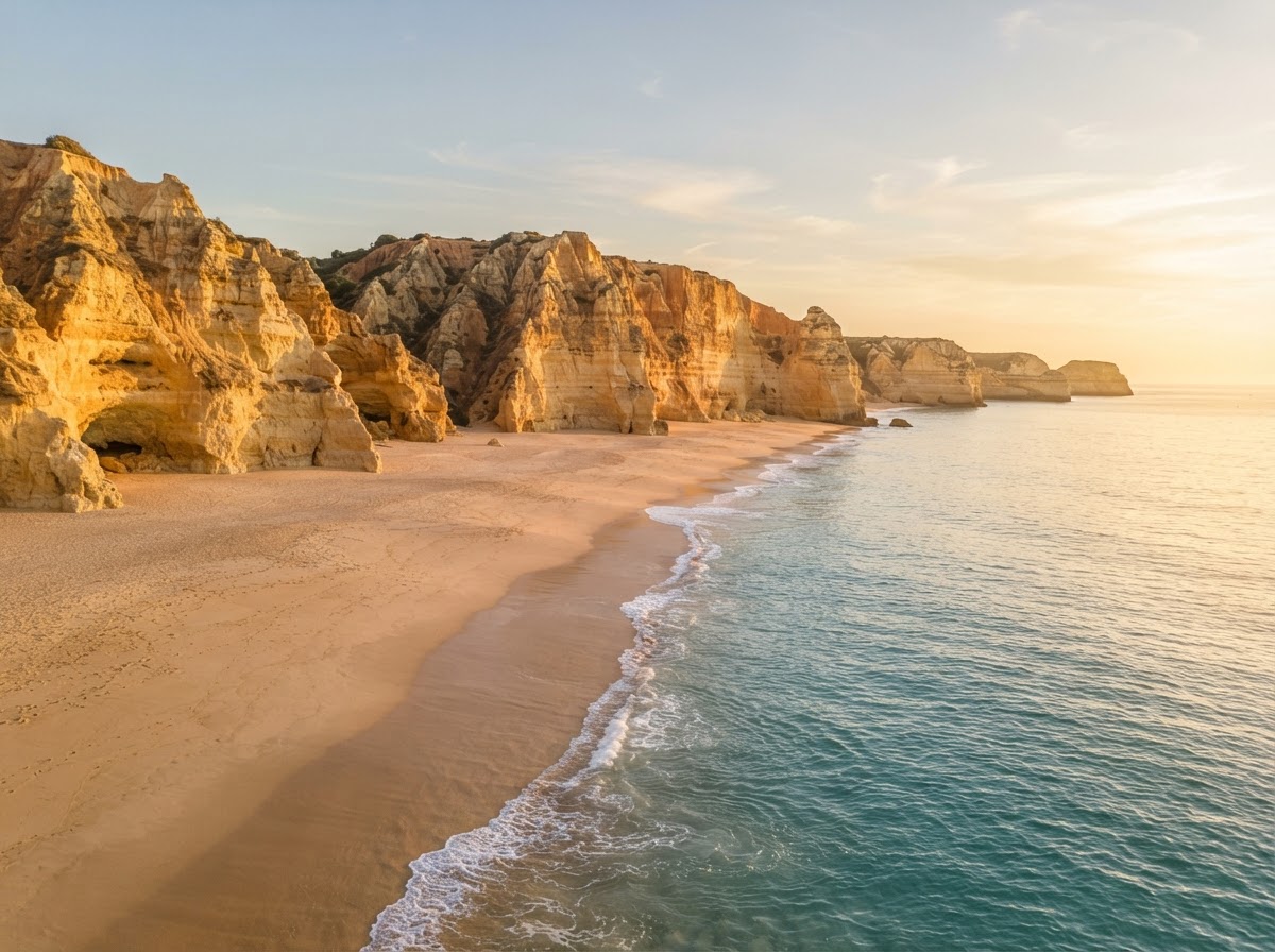 Golden sand and turquoise sea at a quiet Algarve beach