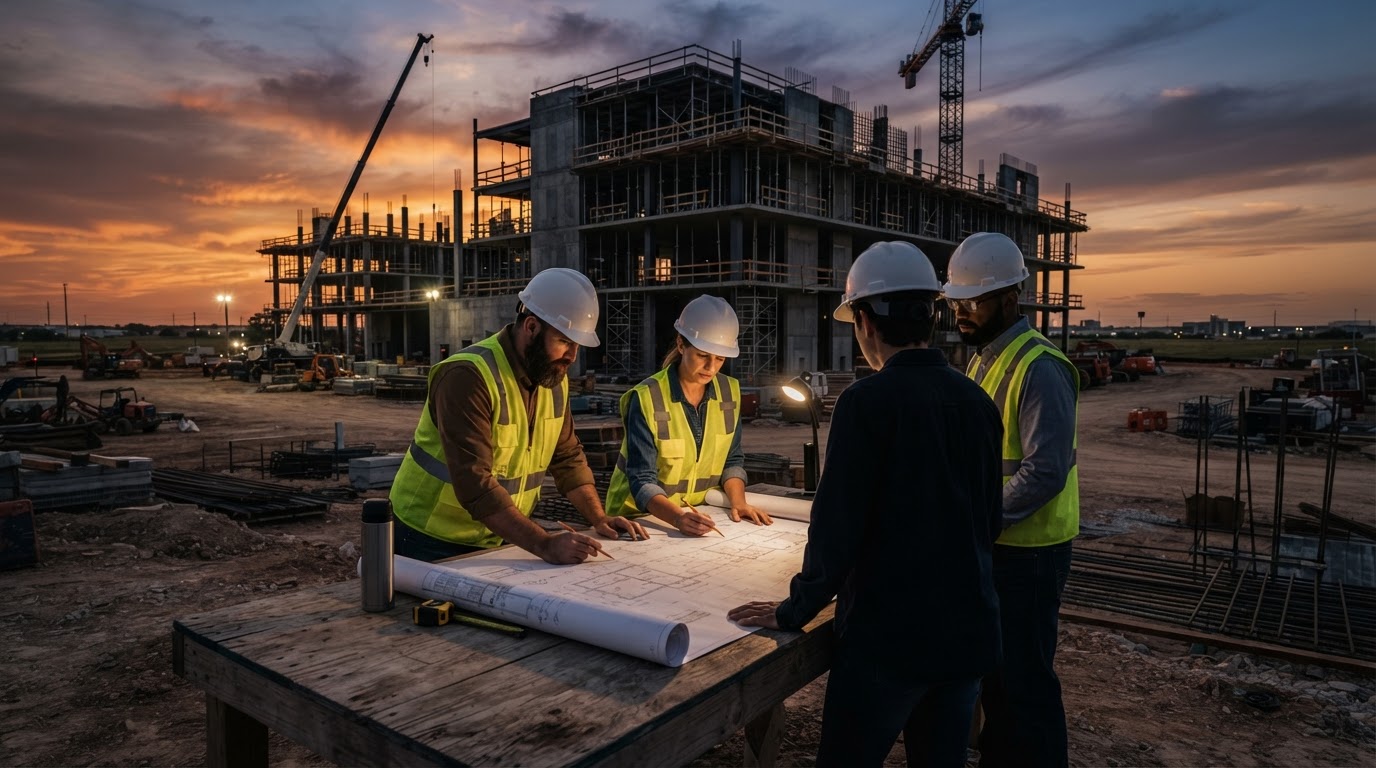 TekTone Builders commercial construction site — structural steel and architectural design across Oklahoma