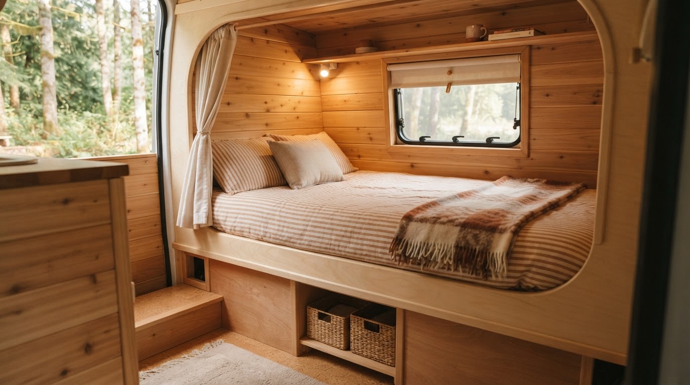 Conceptual illustration of skylights supplied and fitted to a van