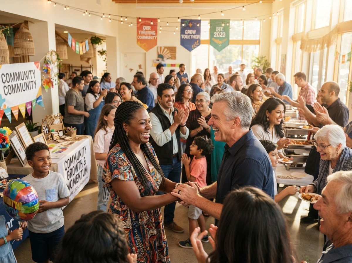 Thriving faith community celebrating after launching their AI systems