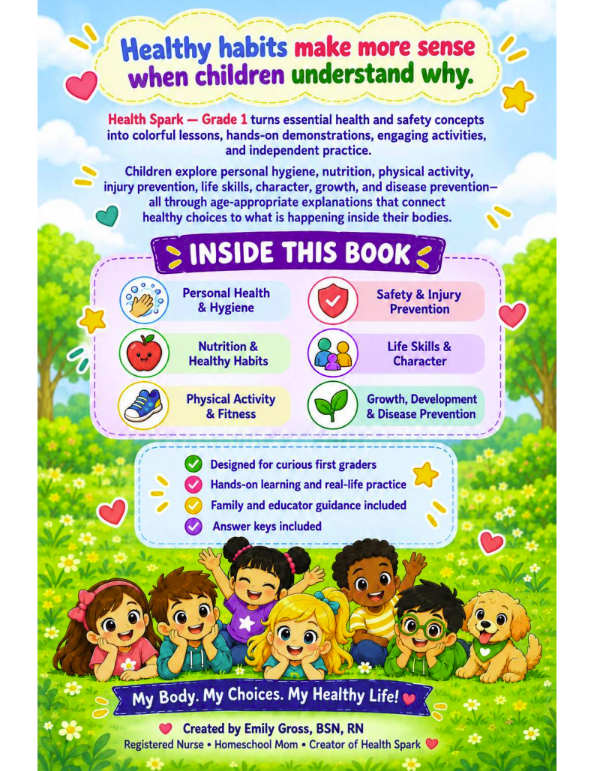 Health Spark Grade 1 — Inside This Book with cast of characters