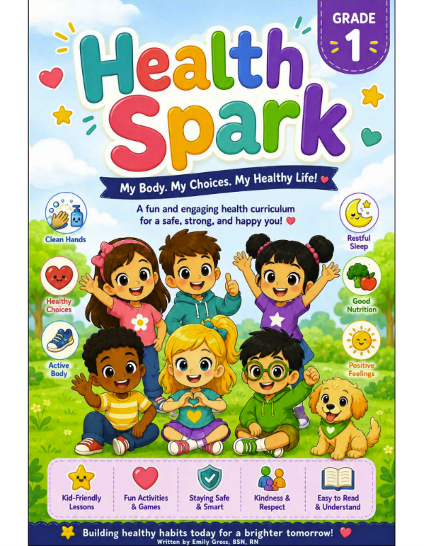 Health Spark Grade 1 Health Curriculum — Front Cover by Emily Gross, BSN, RN