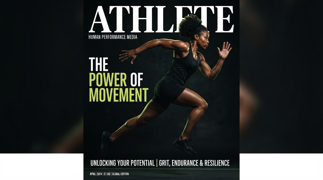 Strong athletic person in motion, dramatic editorial lighting