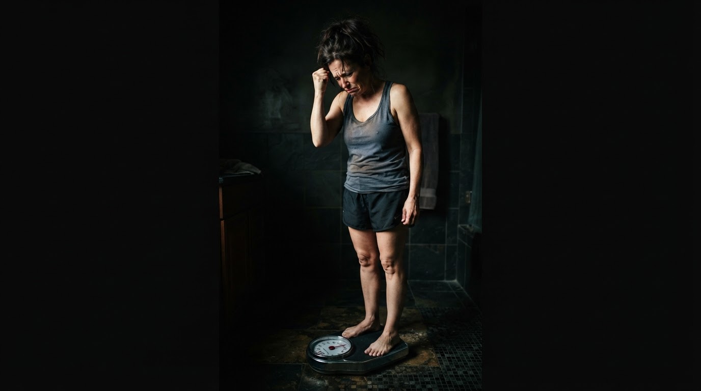 Person standing on a bathroom scale