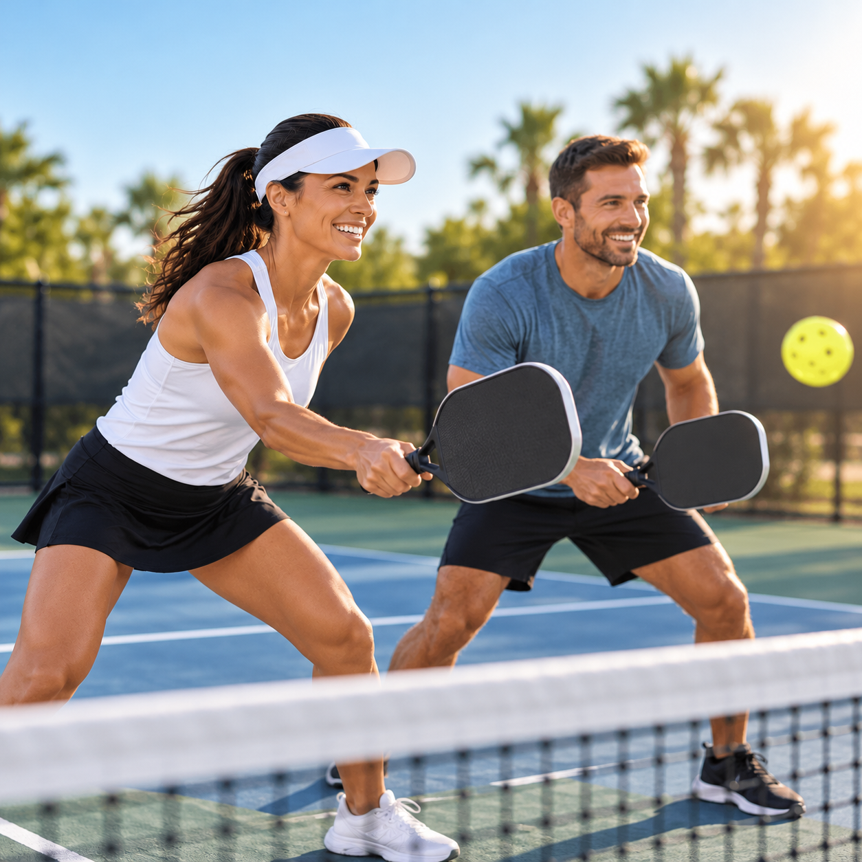 Active adults playing pickleball with healthy joint mobility