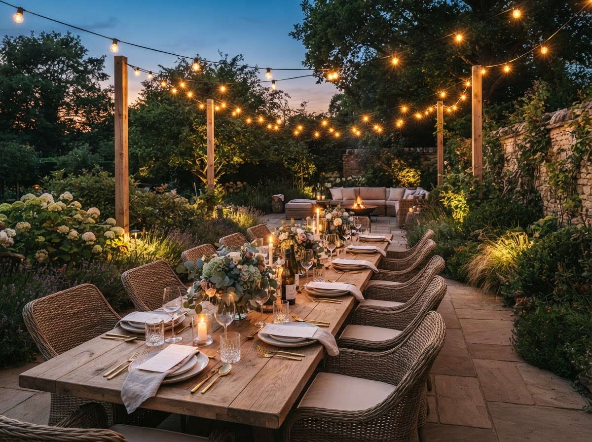 Outdoor entertaining dining space