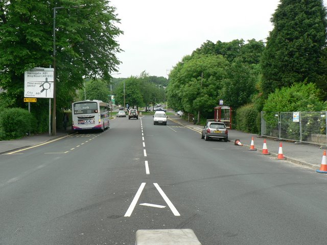 Harrogate Road commercial and residential street in Moortown LS17, Leeds