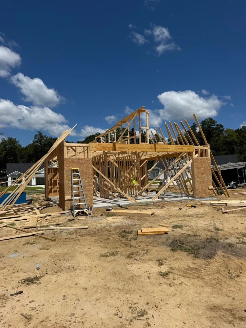 New Home Framing & Rafter Truss Construction — JM Elite Builders LLC project in Statesboro, GA
