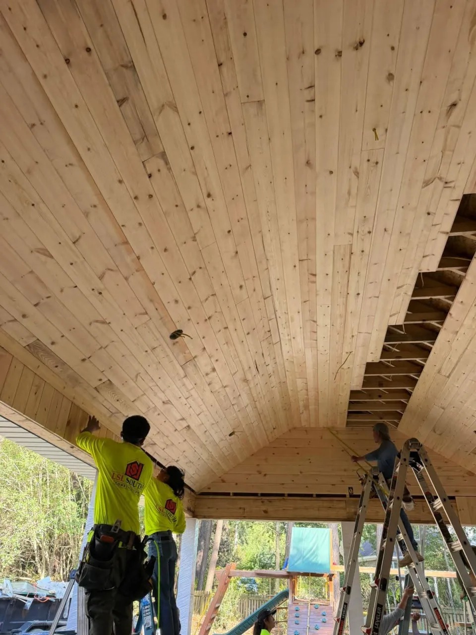 Tongue & Groove Pine Vaulted Ceiling Craftsmanship — JM Elite Builders LLC project in Metter, GA