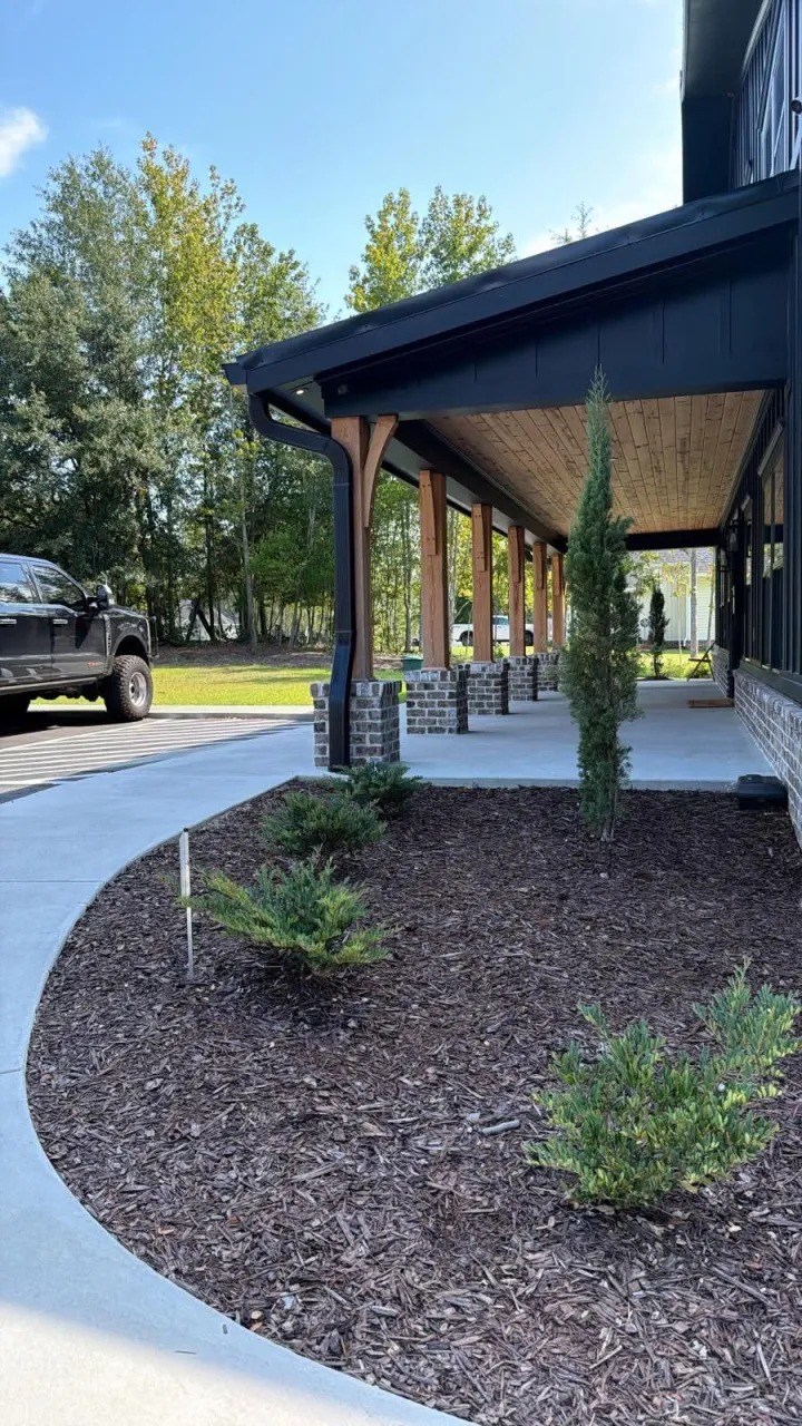 Craftsman Covered Porch with Timber Posts & Brick Bases — JM Elite Builders LLC project in Statesboro, GA