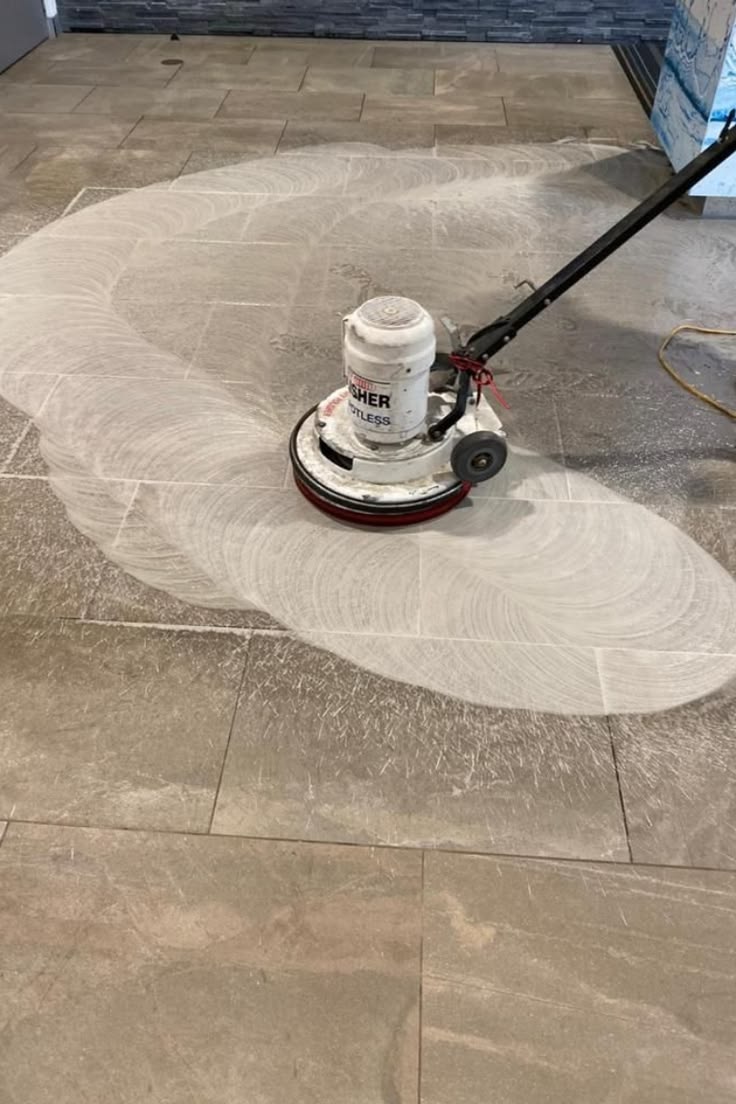 Deep floor scrub and tile buffing in a Charlotte home