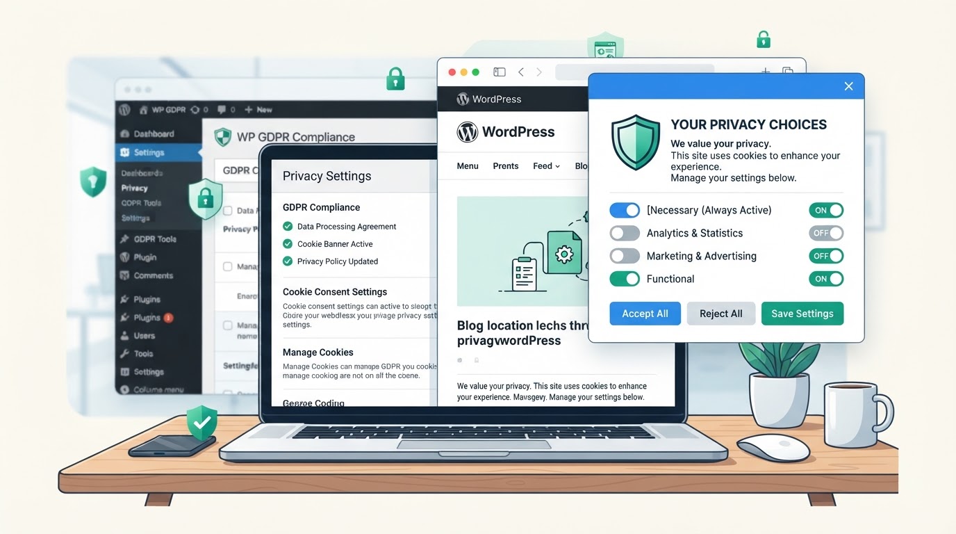 GDPR e WordPress: cookie, consenso e conformità senza plugin invadenti che rallentano il sito