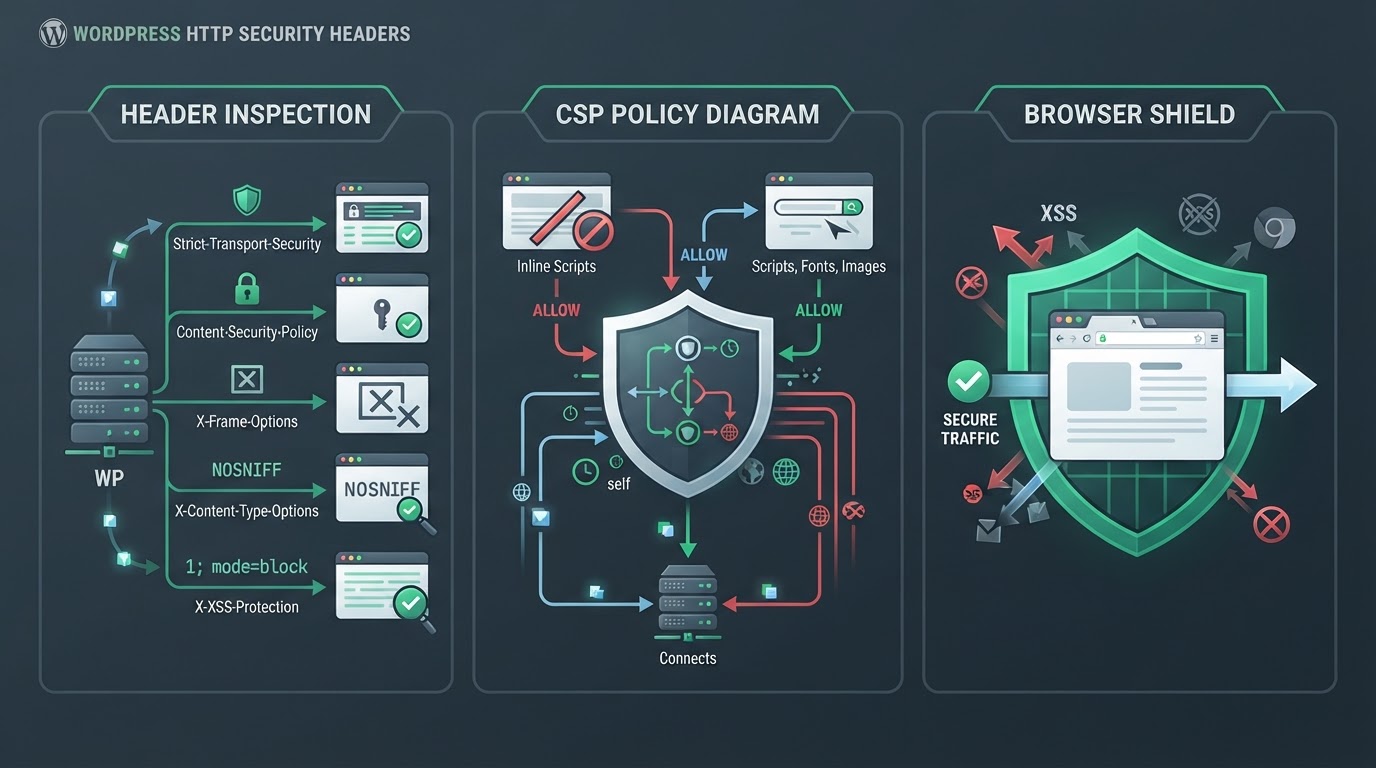 HTTP security headers WordPress: CSP, HSTS, X-Frame-Options e gli header che proteggono davvero