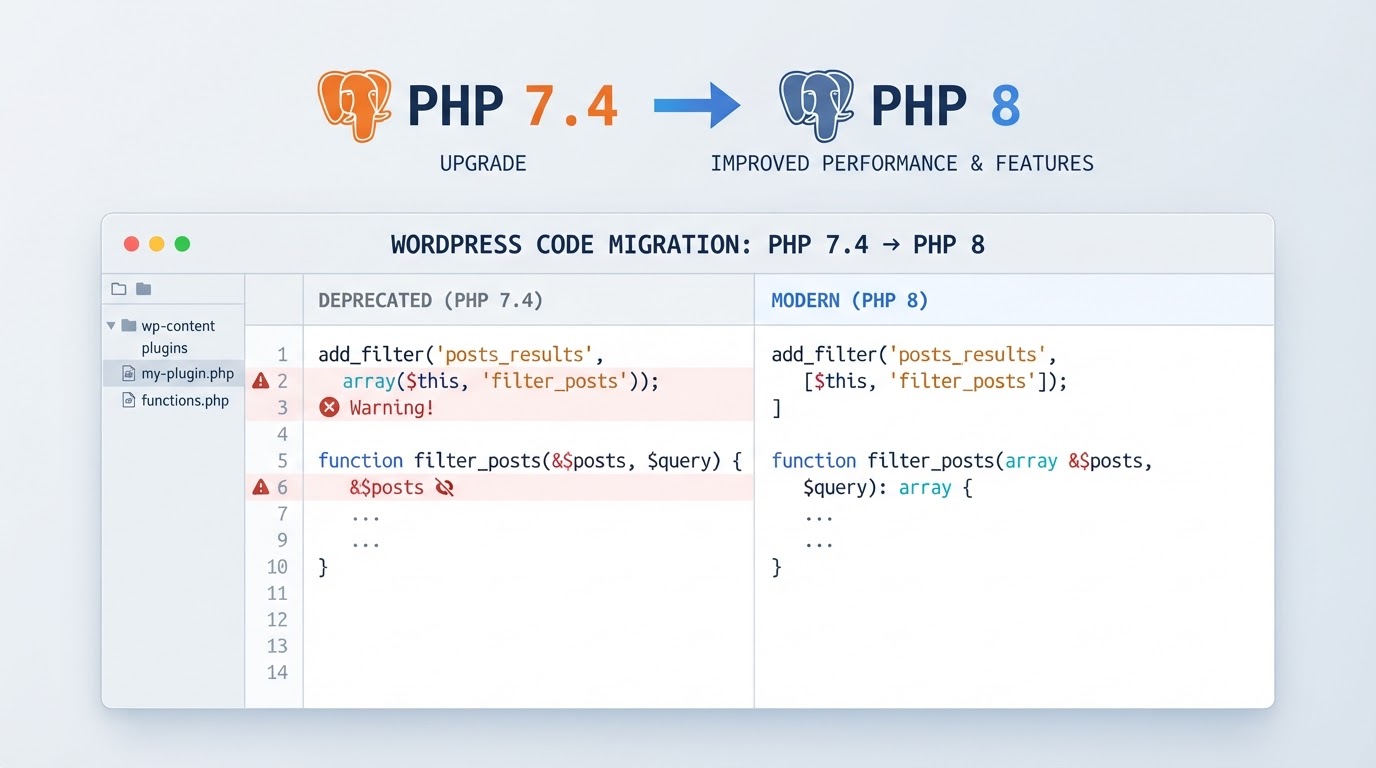 PHP 8 e compatibilità WordPress: cosa rompe, come testare e quando forzare l'upgrade
