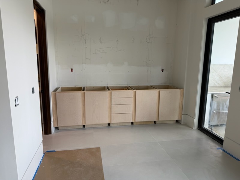 Custom Bathroom Floating Base Cabinetry Rough-In & Precision Layout